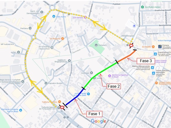 Kaart werkzaamheden Kerkstraat Panningen