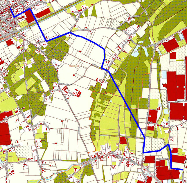 Kaart projectgebied netverzwaring Enexis tussen Maasbree en Baarlo