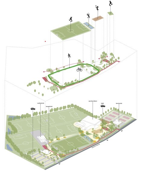 Tekening voorlopig ontwerp sportieve omgeving Maasbreep