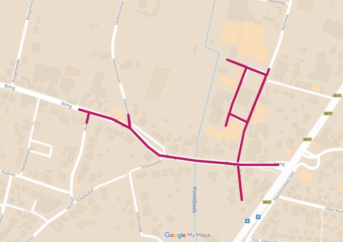In de straten Bong, Kruisstraat, Kieënweg, D’Olneweg en een gedeelte Edisonweg voeren we onderhoud uit aan het riool en aan de weg. 