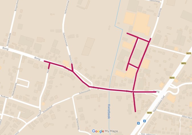 In de straten Bong, Kruisstraat, Kieënweg, D’Olneweg en een gedeelte Edisonweg voeren we onderhoud uit aan het riool en aan de weg.